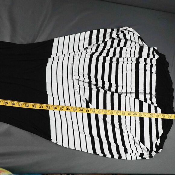 Womens Tank Dress XS Black White Knit Sundress Maxi Y2K Retro Statement Coastal - Picture 10 of 11